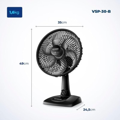 Ventilador de Mesa 30cm Super Power, Mondial, Preto, 60W, 220V - VSP-30-B