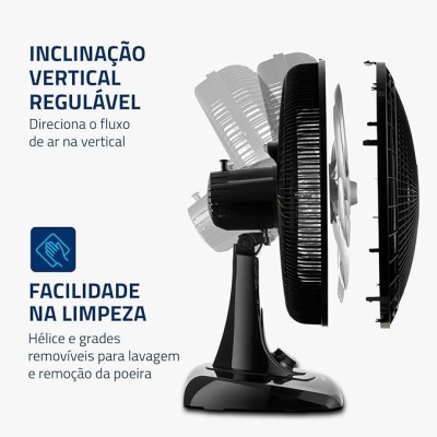 Ventilador de Mesa 40cm Super Power, Mondial, Preto/Prata, 140W, 127V - VSP-40-B