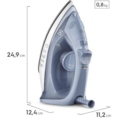 Ferro de passar seco e vapor Electrolux base antiaderente vapor vertical extra 1200W cabo 1,35m azul ESI10 127v