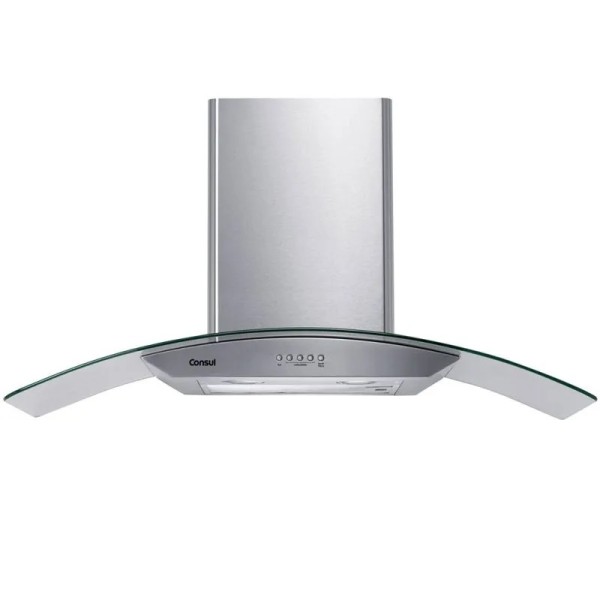 Coifa de Parede Consul 90 cm Inox 5 e 6 bocas com design em vidro e aviso lavar filtro - CAP90AR