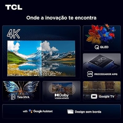 Smart TV TCL 55 Polegadas QLED 4K P7K WiFi Bluetooth Google TV HDR10+