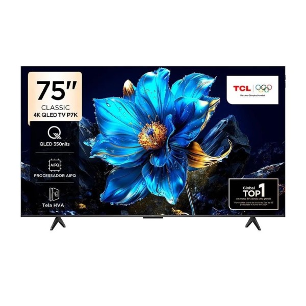 Smart TV 75” TCL QLED 4K Ultra HD 75P7K com Sistema Operacional Google TV, HDR10+, HDMI 2.1