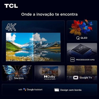 Smart TV 75” TCL QLED 4K Ultra HD 75P7K com Sistema Operacional Google TV, HDR10+, HDMI 2.1