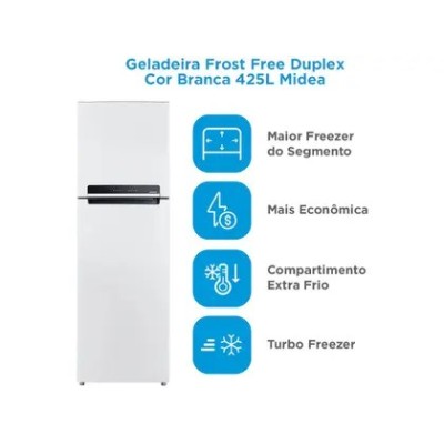 Geladeira/Refrigerador Midea Frost Free 2 Portas Branca 425L MD-RT572